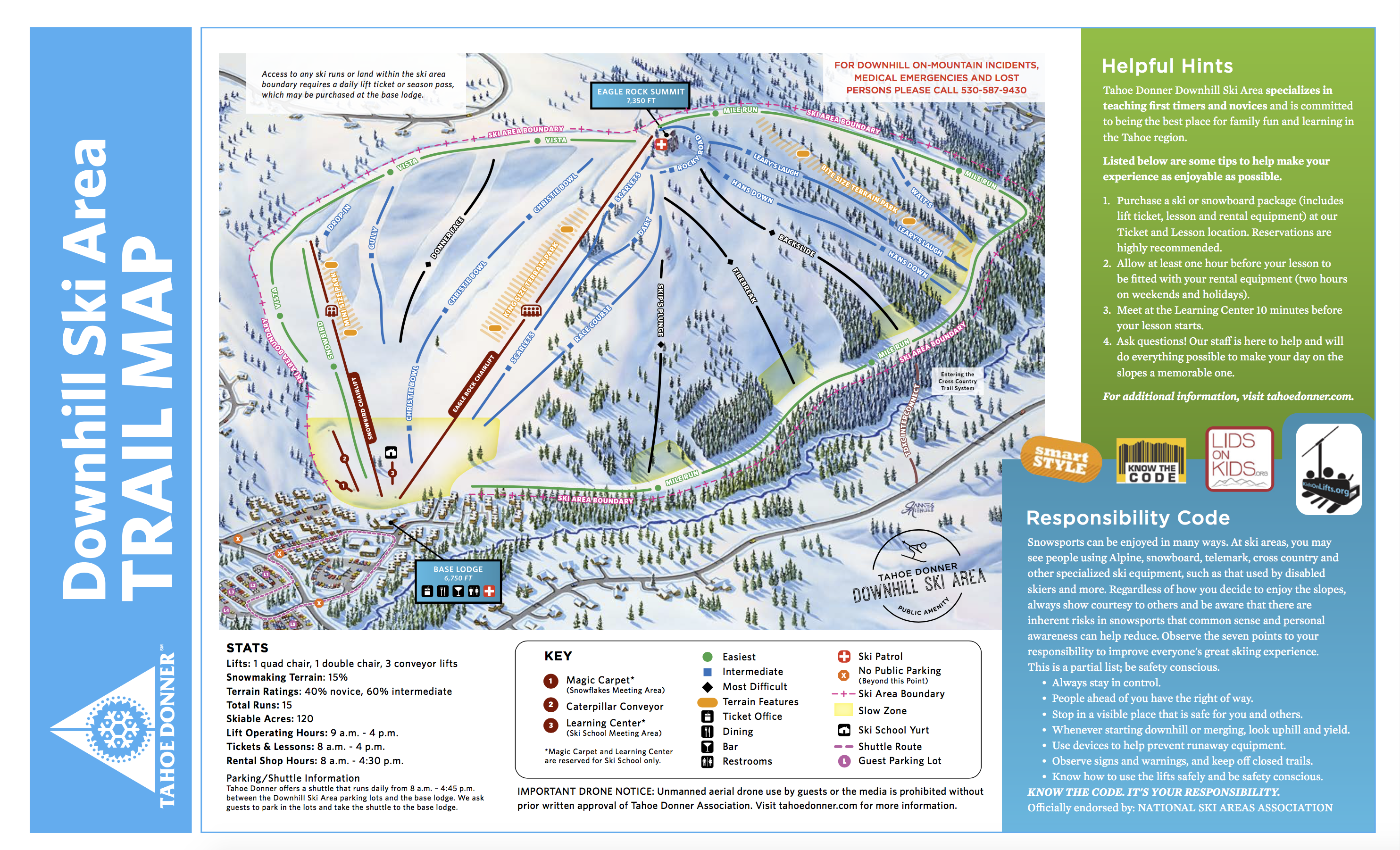 Tahoe Donner Trail Map Tahoe Donner Ski Area Trail Map - Ski Area Trail Maps - Escape2Ski