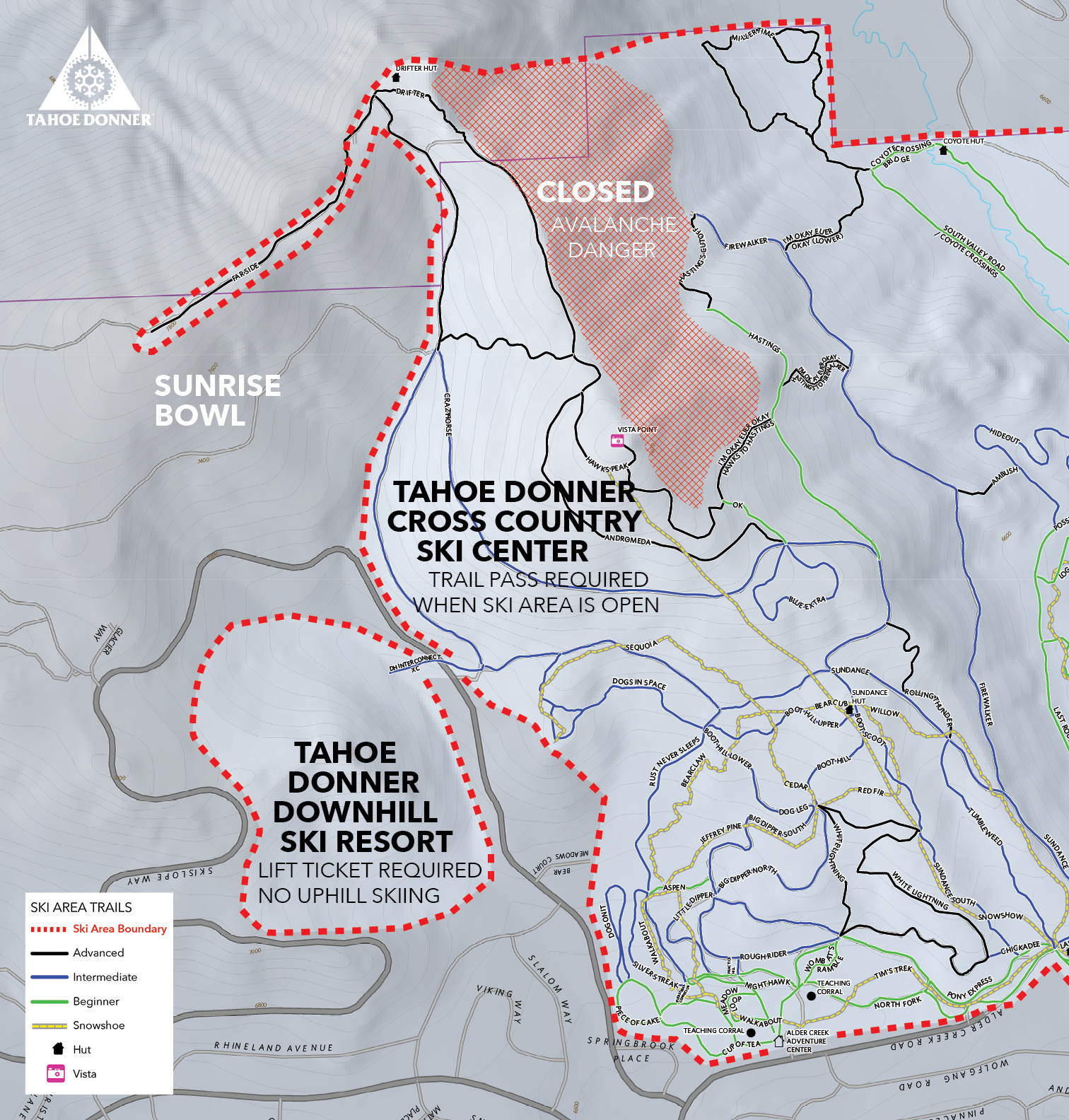 Tahoe Donner Ski Area Boundary Map