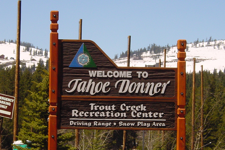 Vintage Trout Creek Recreation Center sign