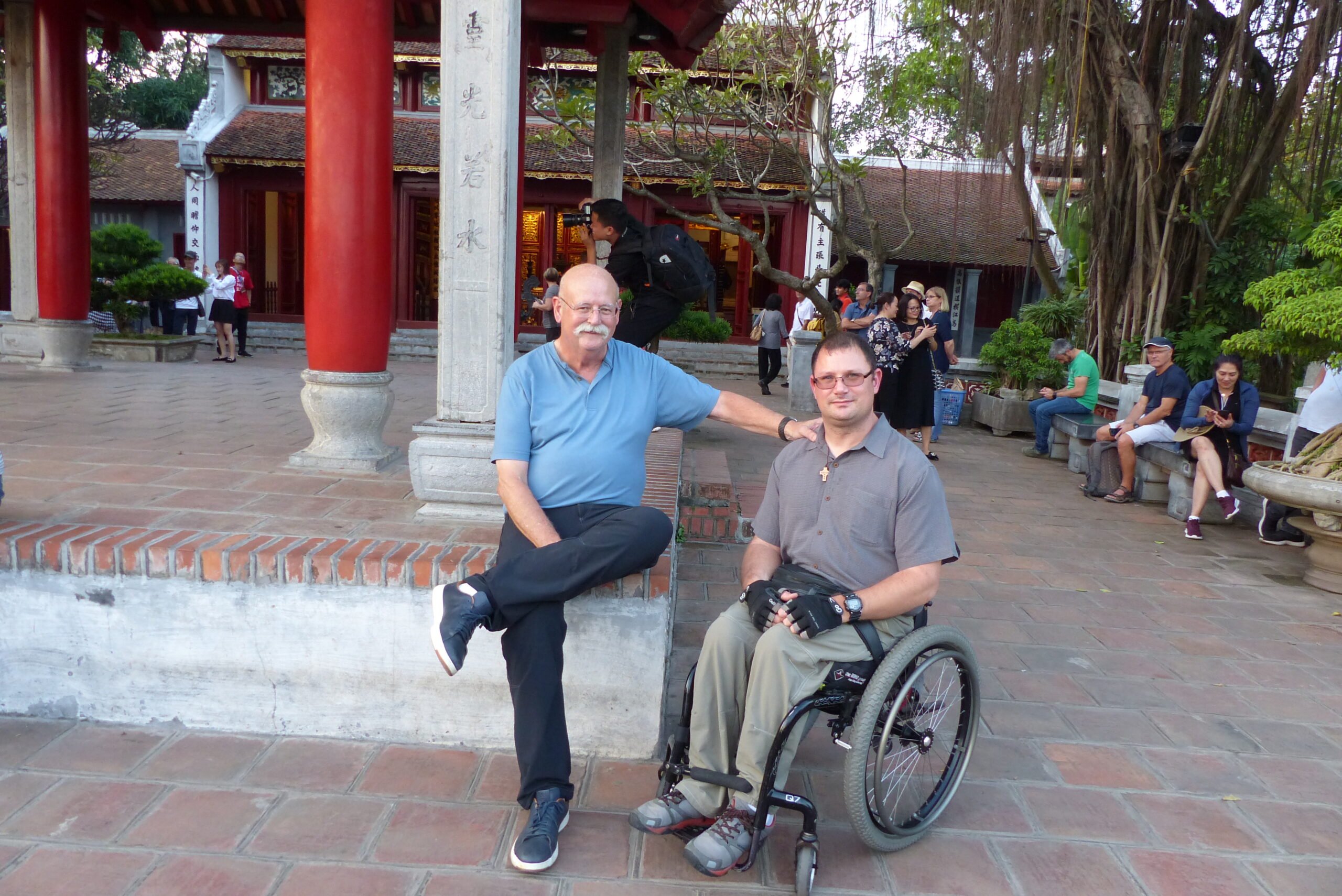 Father and son dynamic duo Don and Josh Routh take a moment to enjoy the beautiful surroundings of the capital city of Hanoi in Vietnam in 2019.