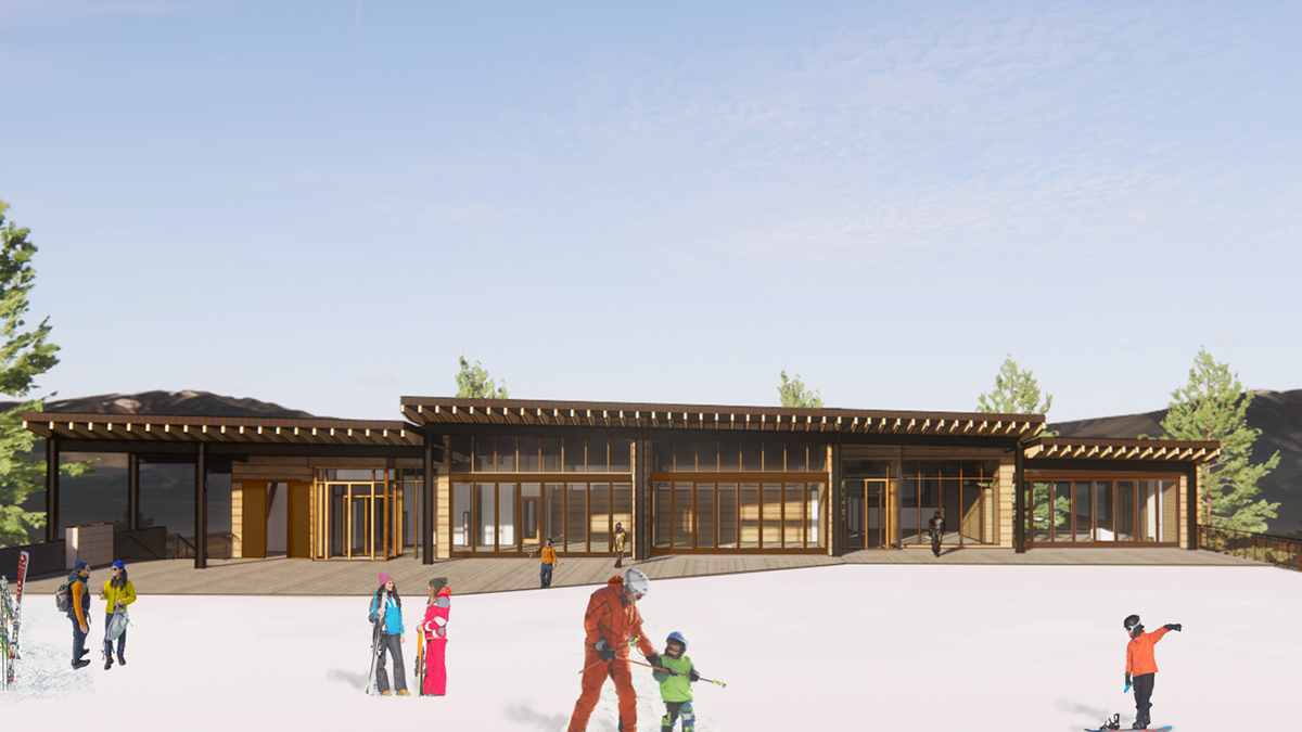 Downhill Ski Lodge BSA Rendering - Exterior View - Ski Lift South Side