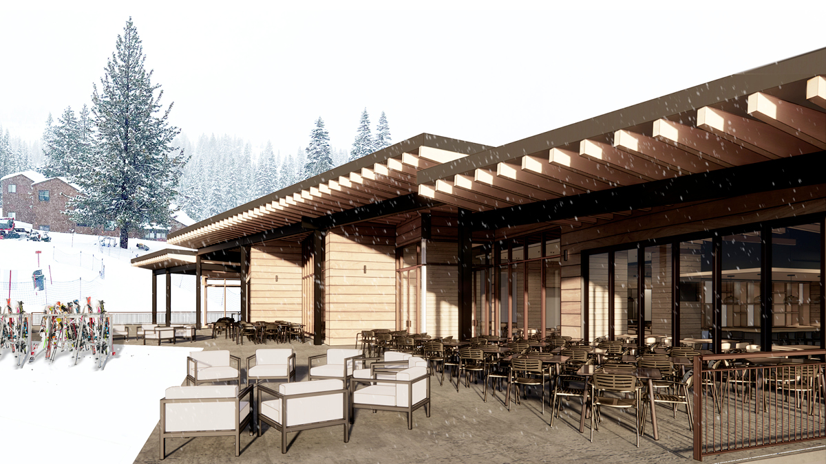 Downhill Ski Lodge BSA Rendering - Exterior View South Deck