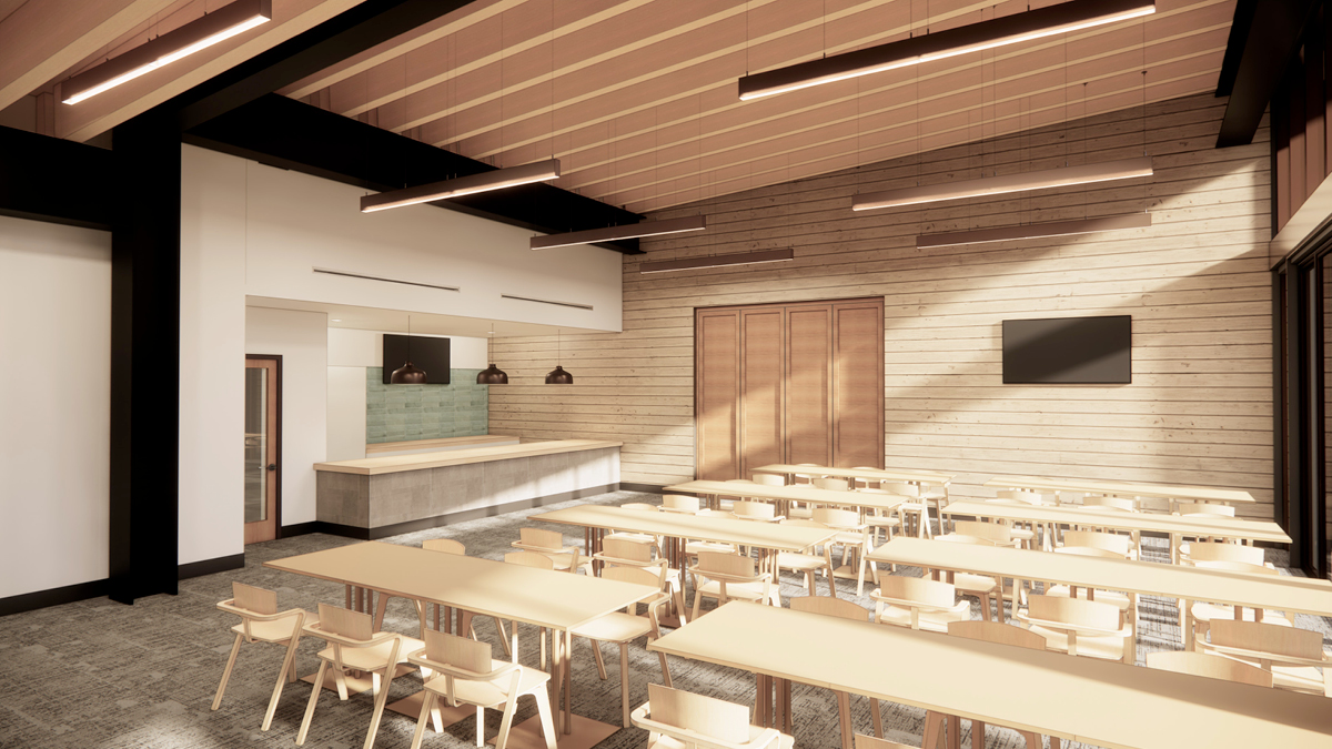 Downhill Ski Lodge BSA Rendering - Interior View - Kids' Dining/Flex Space