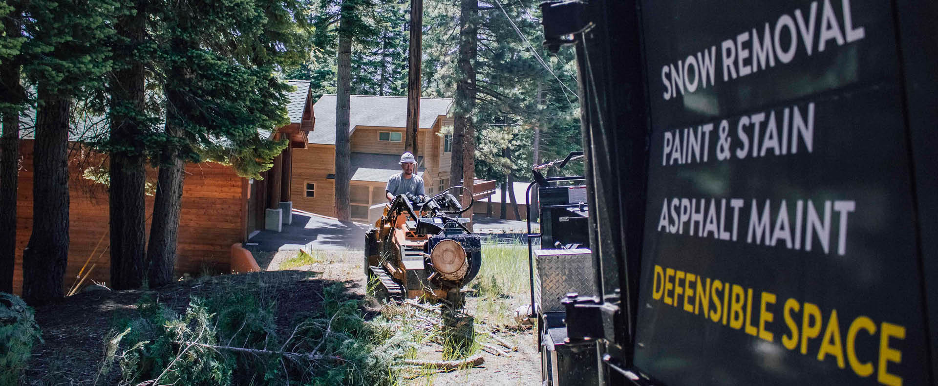 Elements Mountain Company worker working on defensible space in Tahoe Donner