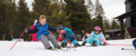 a group of kindergarteners cross country skiing