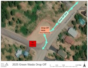 Map showing traffic flow pattern for Green Waste Drop Off 