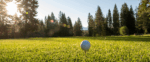 A golf ball sitting on a tee at the Tahoe Donner Golf Course